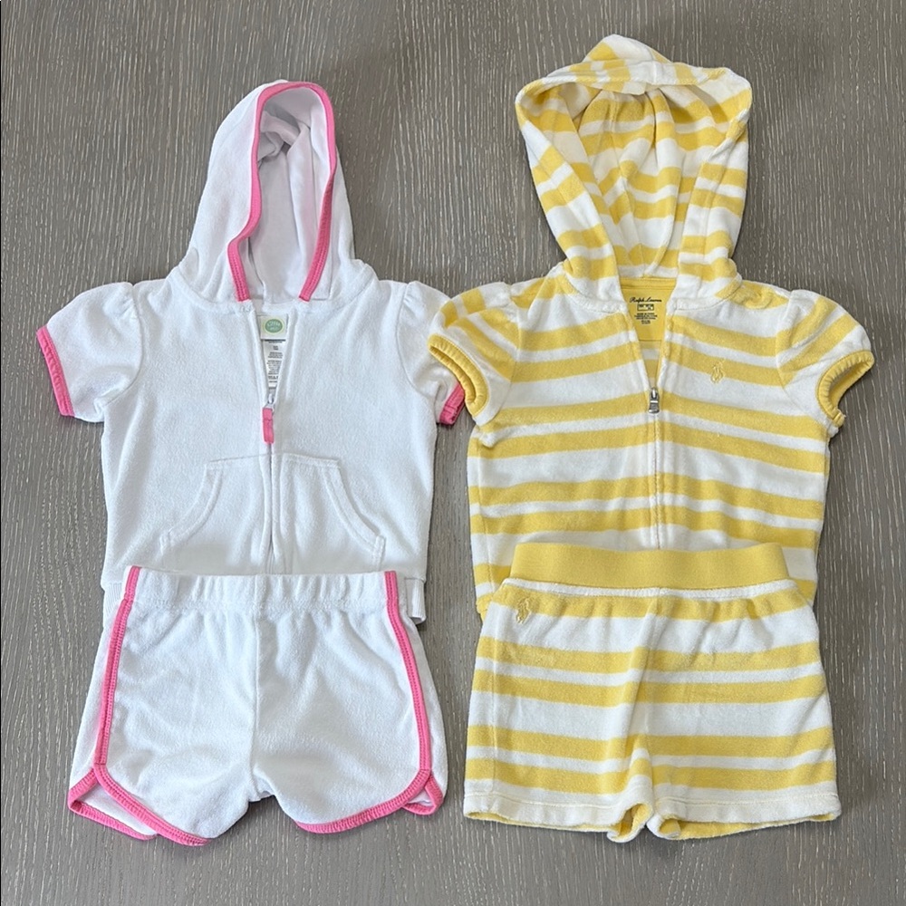 Two 2-piece terry cloth sets